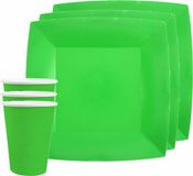 Santex feest/verjaardag servies set - 10x gebaksbordjes en bekertjes - fel groen - karton
