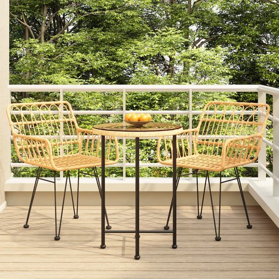The Living Store Tuinset - Rattan - Staal - 55x74 cm - 56x64x80 cm