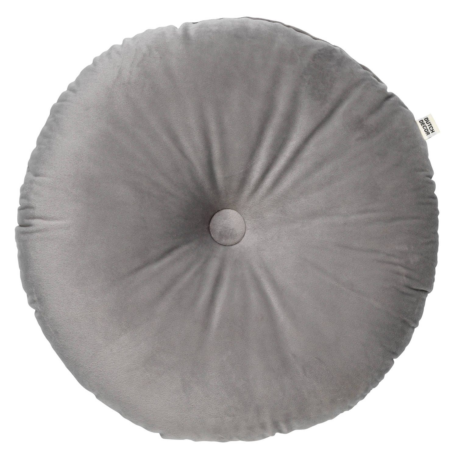 Dutch Decor Olly Sierkussen Rond Velvet 40 cm - Micro Chip - Lichtgrijs