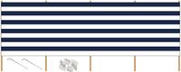 Gebro Broekhof Vuurwerk Int. B.V. Strand/camping windscherm gestreept wit/blauw 2,75 meter x 150 cm incl. haringen en scheerlijnen