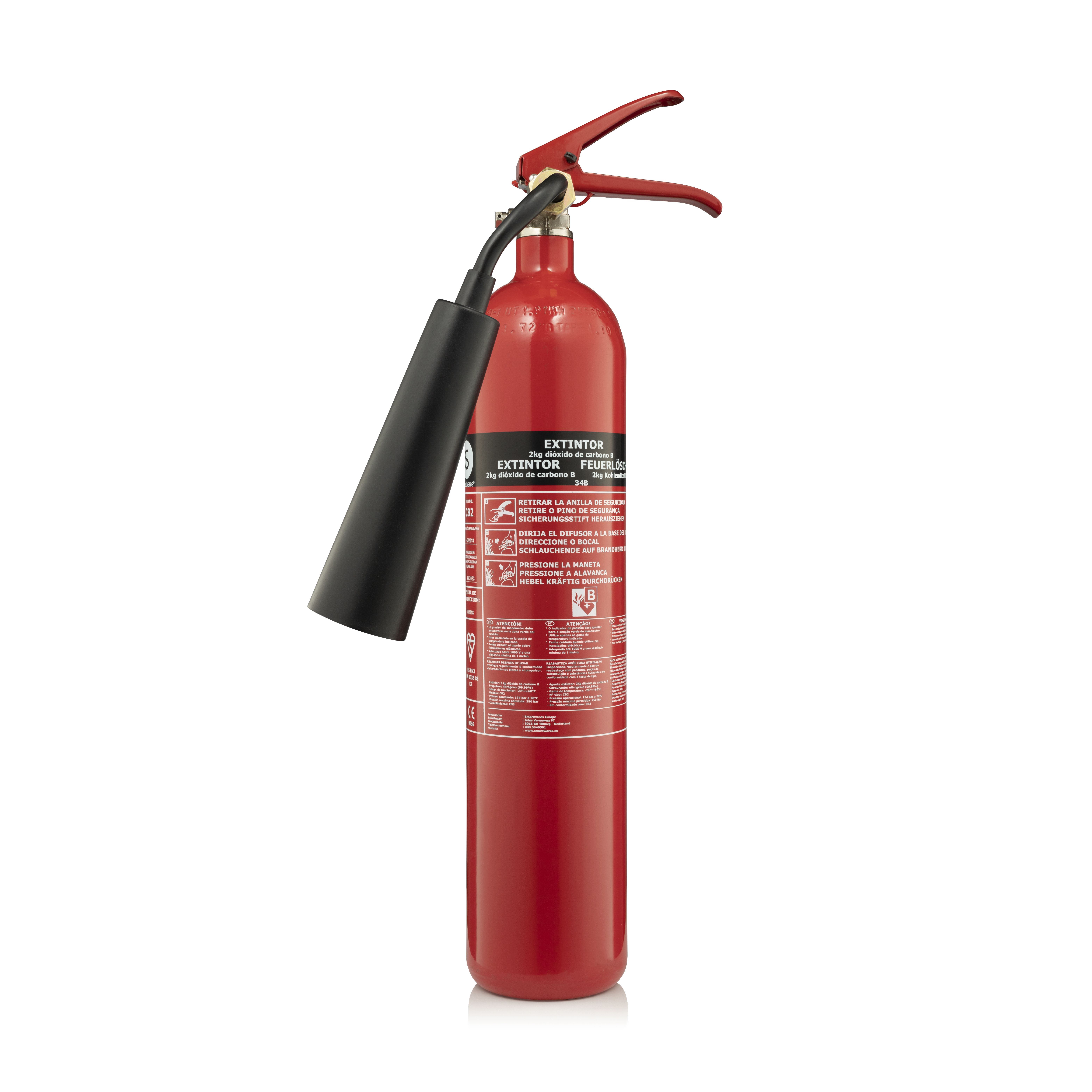 Smartwares FEX-15621 CO2 Brandblusser 2kg - Incl bevestiging - Brandklasse B - BSI Gecertificeerd