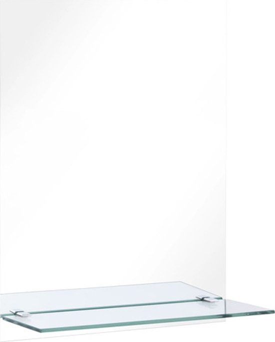 vidaXL Wandspiegel met schap 50x70 cm gehard glas