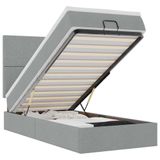 vidaXL Lit plateforme avec matelas et LED 160x200cm Tissu Gris clair