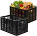 Bellatio Design opbergbox - 3x - opbergkrat - zwart - 50 x 35 x 26 cm - kunststof