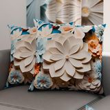 PETTI Artigiani Italiani - Paar kussenslopen 45 x 45 cm van microvezel, decoratief kussen voor slaapkamer, bank, woonkamer, set van 2 kussenslopen, bloemenpatroon 05 5, 100% Made in Italy