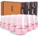 Ensemble de 6 verres à vin sans pied, de couleur rose