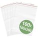 Hersluitbare zak zonder etiketstrook (b x h) 100 mm x 200 mm Transparant Polyethyleen 100 stuk(s)