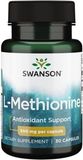 Swanson Health 100% Pure L-Methionine 500mg - Acide aminé essentiel - 30 capsules