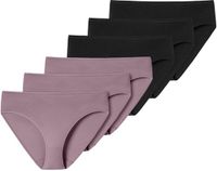 SCHIESSER Slip Set van 6 - Zwart/Paars - Effen - Katoen/Elastaan - Dames - Maat S