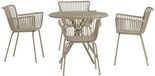 Hioshop Sifnos Tuinmeubelset Tafel 90x90cm 4 Stoelen Beige