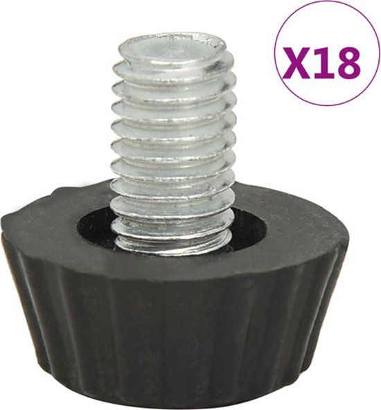 vidaXL Meubelpoten - 18 stuks - Verstelbaar - M8 - Zwart