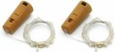 Merkloos Kurk met LED lichtsnoer met timer voor in wijnfles 80 cm - 2x - Flessenverlichting - Flessen verlichting/lichtjes/led lampjes warm wit