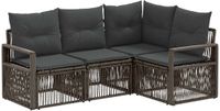 vidaXL Tuinbank Set 4-zits Poly Rattan Grijs