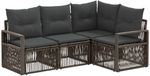 vidaXL Banc de jardin 4 places poly rotin gris