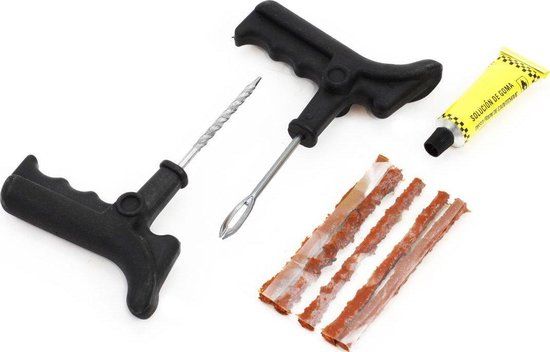 Reparatieset voor autobanden - banden prop set 8 delig - zwart - universeel