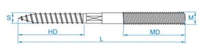 Gebu RVS stokeind M8 x 180mm