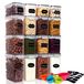Lot de 16 boîtes de conservation. Boîte de cuisine, récipient de rangement avec couvercle, en polypropylène (PP), contenances : 0,8L, 1,4L, 2,0L. Idéal pour le stockage de pâtes, de céréales, etc