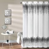 Lush Decor Shimmer Pailletten Douchegordijn, 72" x 70", Wit & Zwart