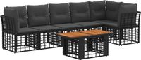 vidaXL Tuinbank Set 7-delig Zwart Polywood