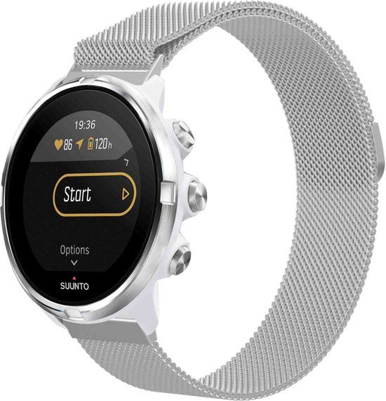 iMoshion Milanees magnetisch 24 mm bandje - Zilver - Geschikt voor Suunto 7 / 9 (Baro) & Sony Smartwatch 2