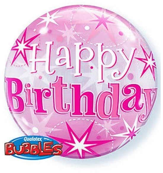 Bubbles Happy Birthday - Roze Bubbel Ballon - Qualatex