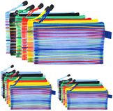 Sacoche de documents - 18 pochettes en maille transparente avec fermeture éclair - Format A4, A5 et A6