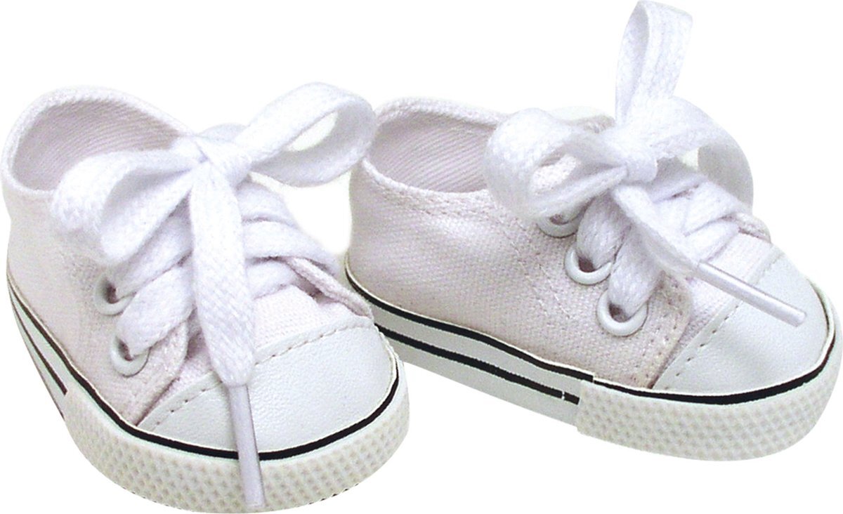 Sophia's by Teamson Kids Poppenkleding voor 18" Poppen - Canvas-Sneakers - Poppen Accessoires - Wit (Pop niet inbegrepen)