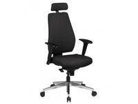 FineBuy Bürostuhl FB41700 Stoff Schwarz Chefsessel Modern, Drehstuhl mit Synchronmechanik, Arbeitsstuhl mit Kopfstütze 120kg, Bürosessel Höhenverstellbar Wippfunktion mit Armlehne