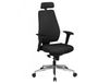 FineBuy Bürostuhl FB41700 Stoff Schwarz Chefsessel Modern, Drehstuhl mit Synchronmechanik, Arbeitsstuhl mit Kopfstütze 120kg, Bürosessel Höhenverstellbar Wippfunktion mit Armlehne