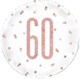 Glitz '60' - 45 cm Folieballon - Wit/Rose goud