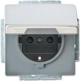 Busch-Jaeger SCHUKO Wandcontactdoos-inzetstuk Safety+ met klapdeksel edelstaal - pur edelstaal (20 EUKB-866)