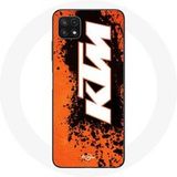 Maniacase Hoesje voor Samsung Galaxy A22 5G KTM Logo wit oranje achtergrond