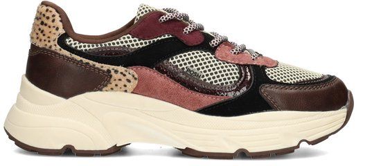 POSH by Poelman ANGY Dames Sneakers - Bordeaux met taupe combi