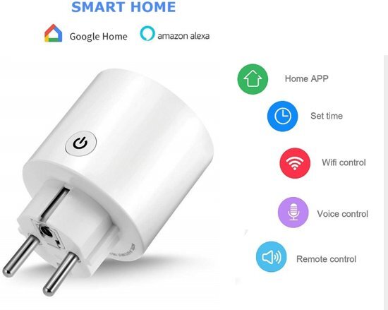 Drphone VOICE Series - Slimme Schakelaar - Afstandbediening â€“ Socket/Stopcontact -Mini WiFi Smart Power â€“ Spraakbesturing / Spraakbediening voor o.a Amazon Alexa(Engelstalig) / Google Home Assistant (NL) - Beheer Koffieapparaat - Lampen etc - Wit