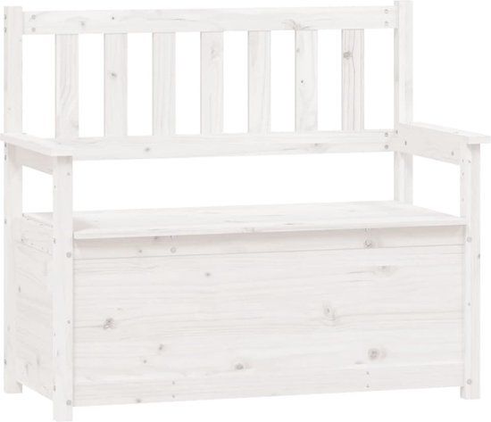 vidaXL Bankje - 112,5x51,5x96,5 cm - Massief Grenenhout - Wit