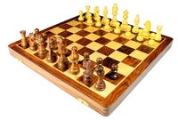 Jeu d'échecs Set d'échecs en bois - 46 x 46 cm - Pliable - Fait main - Avec dame supplémentaire