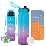 Vikaster 1000 ml BPA-vrije drinkfles voor sport, fitnessstudio, hardlopen, kinderen, fietsen