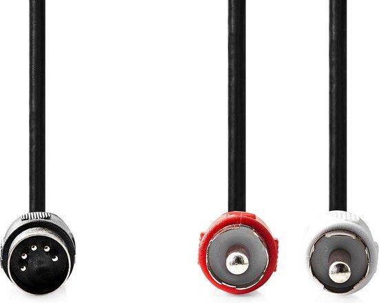 Nedis DIN-Audiokabel - DIN 5-Pins Male - 2x RCA Male - 1m - Zwart