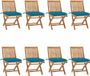 vidaXL Chaises pliantes avec coussins, set de 8 pièces, bois de teck massif