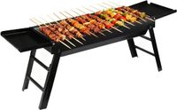 Merkloos Opvouwbare Houtskoolgrill - Draagbare Barbecue - Buiten Koken - Verwijderbare Zijbakken - 91 x 20 x 20 cm - Zwart