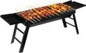 Merkloos Opvouwbare Houtskoolgrill - Draagbare Barbecue - Buiten Koken - Verwijderbare Zijbakken - 91 x 20 x 20 cm - Zwart