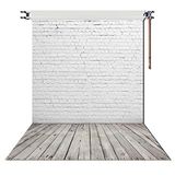 HUAYI 150x220cm Witte Bakstenen Muur Met Grijze Houten Vloer Fotografie Achtergrond Vinyl Foto Achtergrond D-2504