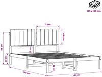 vidaXL Bedframe met gestoffeerd hoofdbord Naturel en donkergrijs