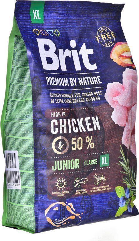 VAFO PRAHA Brit Premium by Nature Droogvoer voor honden, 3 kg, junior, XL