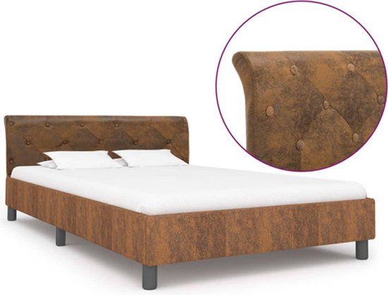 vidaXL Bedframe kunstsuède bruin 140x200 cm
