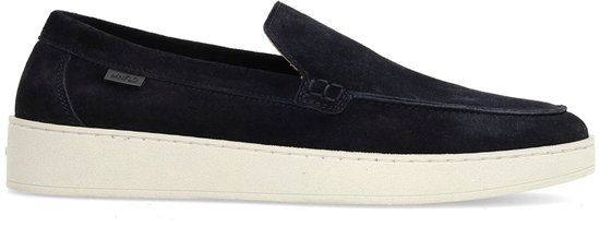 Manfield - Heren - Donkerblauwe suède loafers - Maat 45