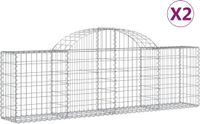 vidaXL Schanskorven 2 stuks gewelfd 200x30x60/80 cm gegalvaniseerd ijzer