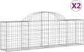 vidaXL Schanskorven 2 stuks gewelfd 200x30x60/80 cm gegalvaniseerd ijzer