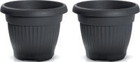 Prosperplast Plantenpot/bloempot Roma Garden - 2x - buiten/binnen - kunststof - antraciet - D50 x H40 cm