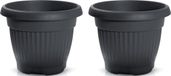 Prosperplast Plantenpot/bloempot Roma Garden - 2x - buiten/binnen - kunststof - antraciet - D50 x H40 cm